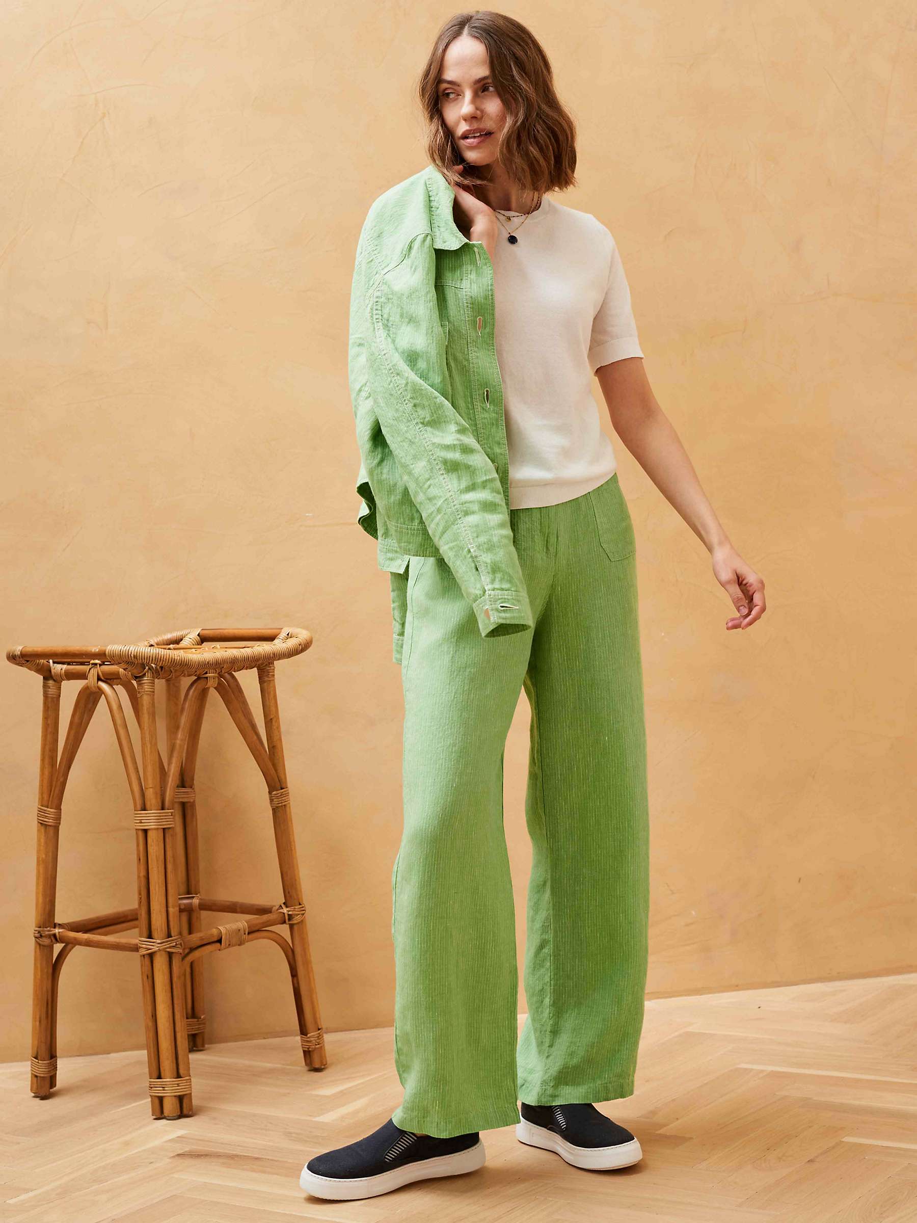 Buy Brora Textured Stripe Linen Trousers, Apple Online at johnlewis.com