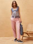 Brora Cotton Linen Blend Tapered Trousers, Blossom