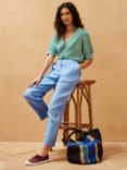 Brora Cross Dye Linen Tapered Trousers, Cornflower, Cornflower