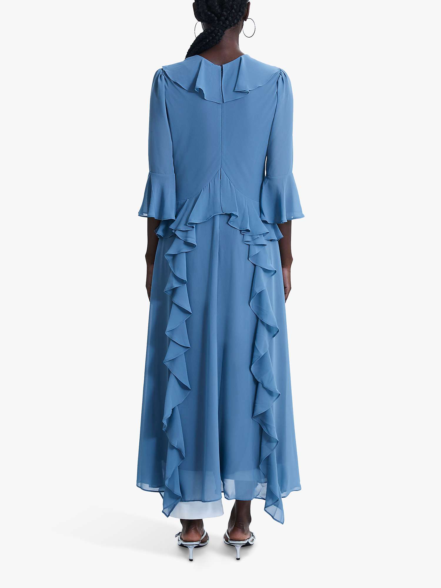 Buy James Lakeland Chiffon Ruffle Dress, Denim Online at johnlewis.com