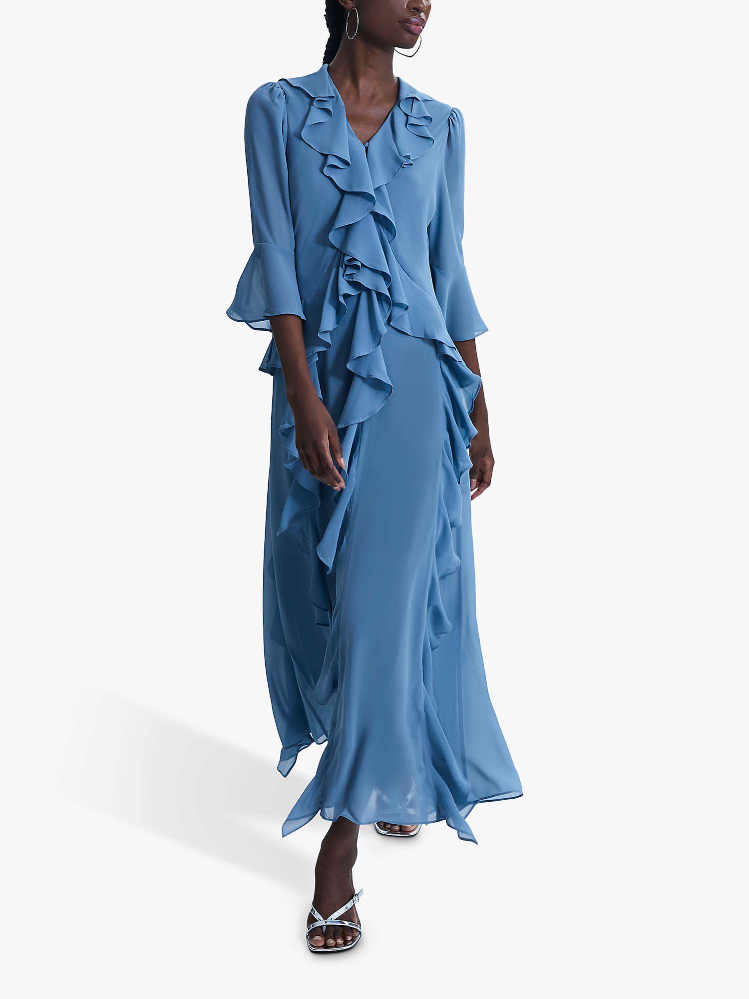 Buy James Lakeland Chiffon Ruffle Dress, Denim Online at johnlewis.com