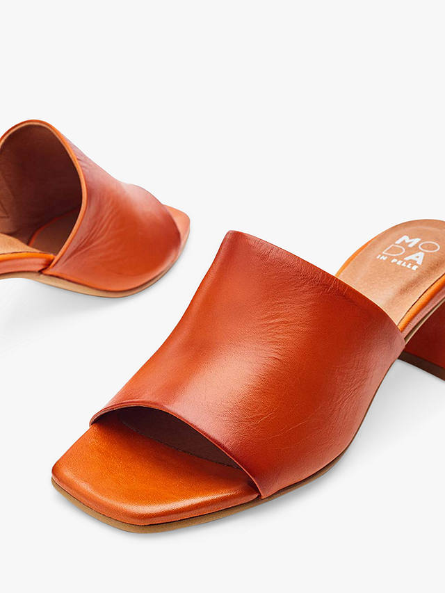 Moda in Pelle Mikia Burnished Leather Mules, Orange