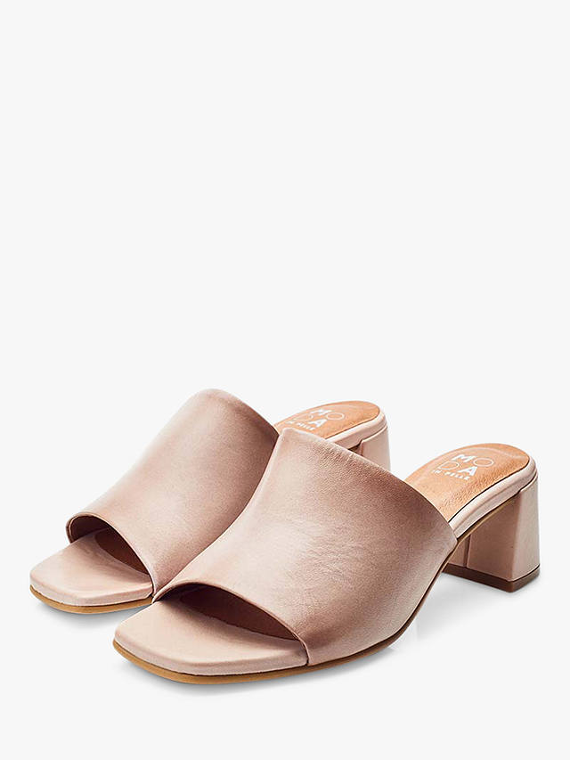 Moda in Pelle Mikia Burnished Leather Mules, Cameo