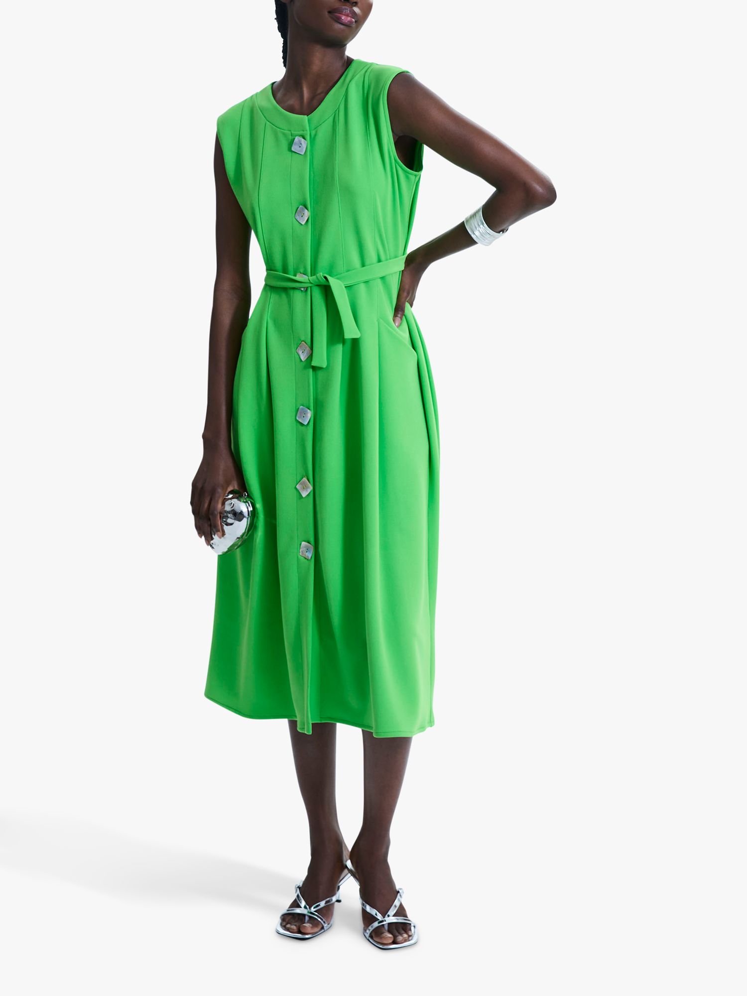 James Lakeland Button Front Dress, Green, 8