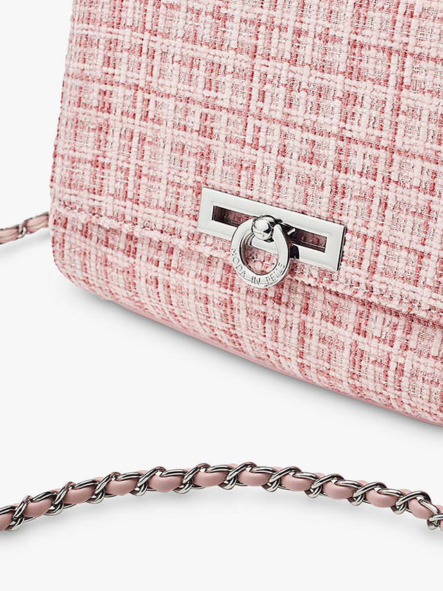 Moda in Pelle Cheryl Tweed Chain Strap Crossbody Bag, Pink