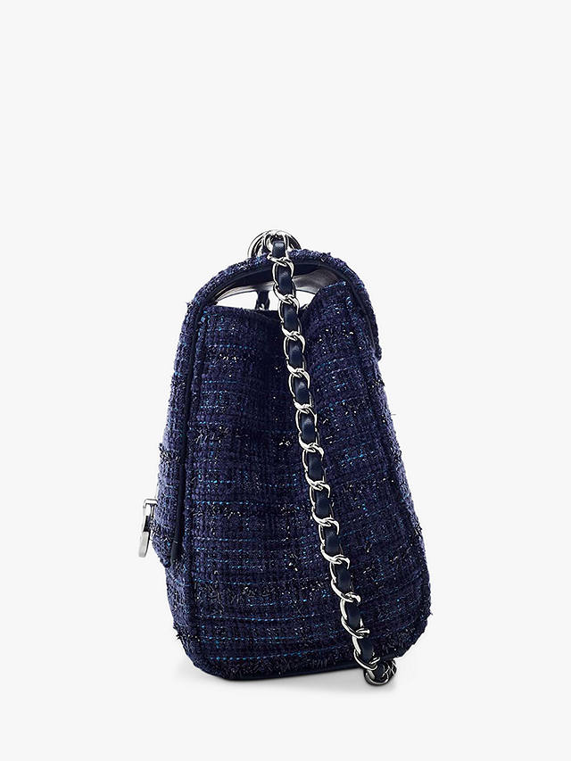 Moda in Pelle Cheryl Tweed Chain Strap Crossbody Bag, Navy