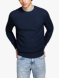SISLEY Solid Ribbed Crew Neck Jumper
