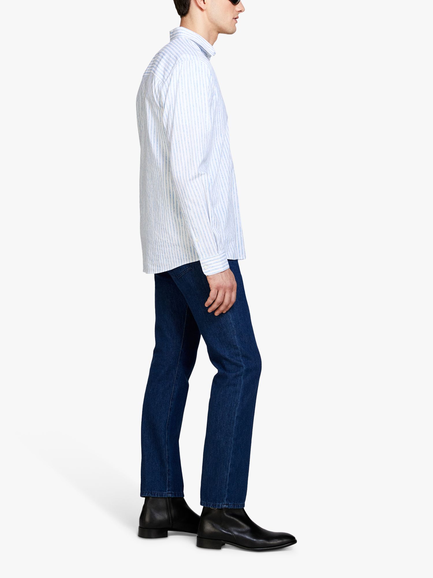 Buy SISLEY Regular Fit Printed Shirt, Blue/White Online at johnlewis.com