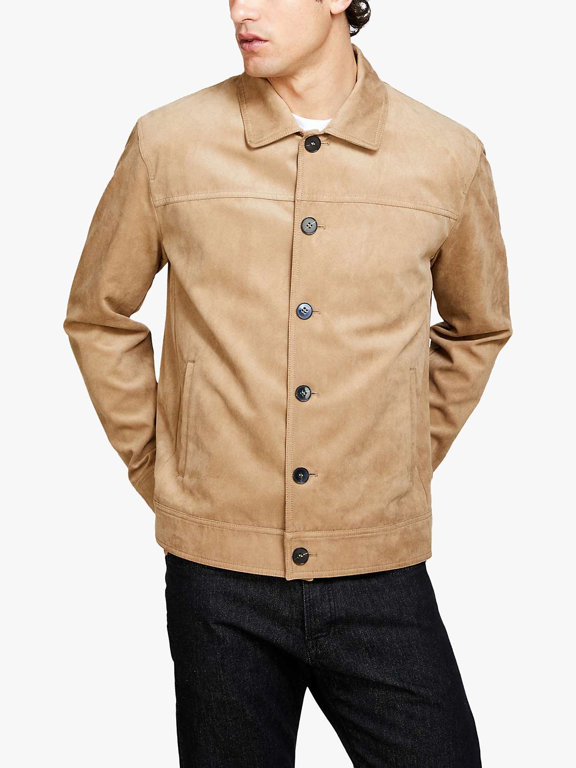 Buy SISLEY Faux Suede Shirt Jacket, Brown Online at johnlewis.com