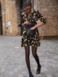 Baukjen Winnie Abstract Print Mini Dress, Black Blurred Floral