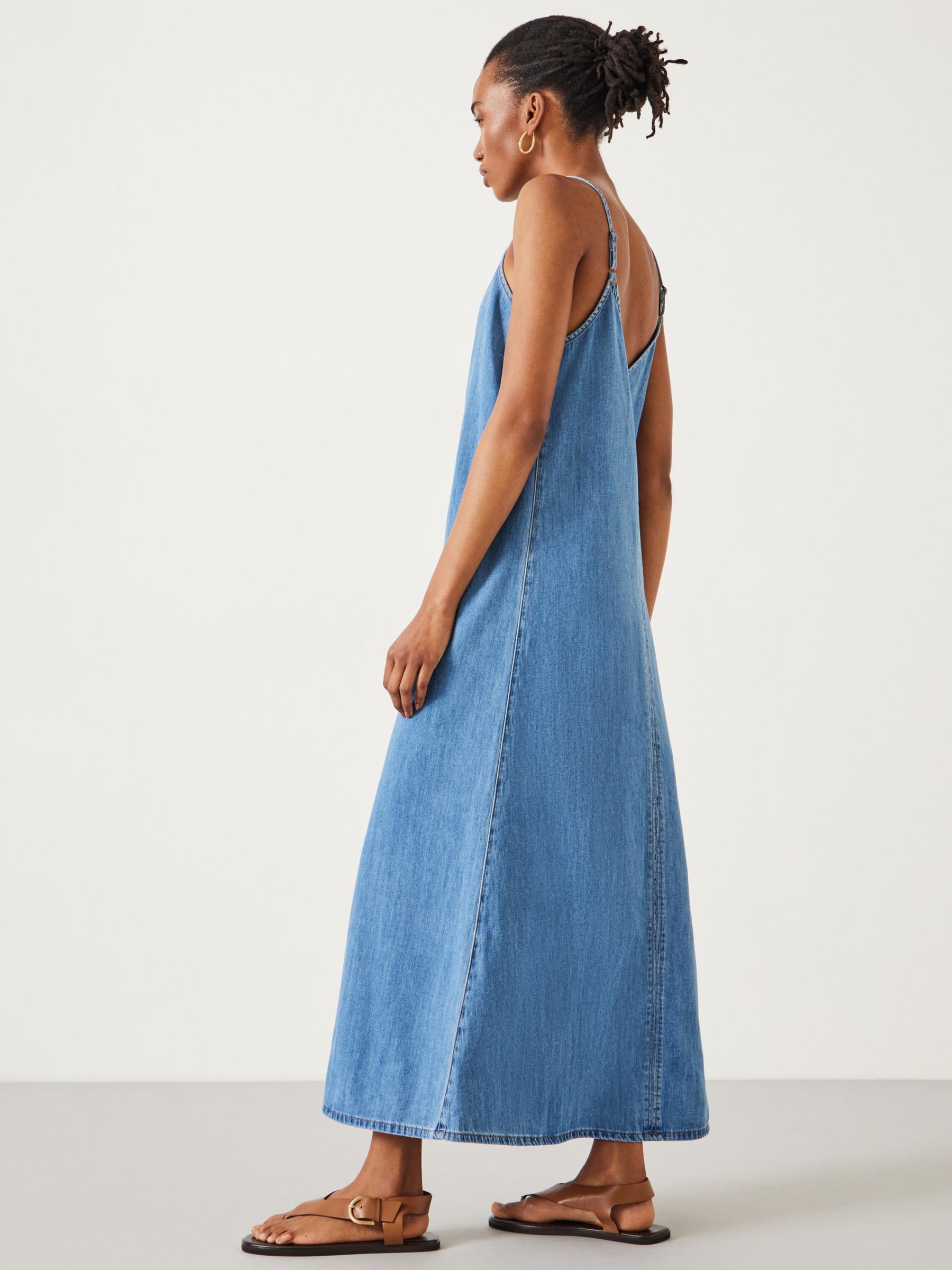 Buy HUSH Saskia Denim Slip Maxi Dress, Light Blue Online at johnlewis.com