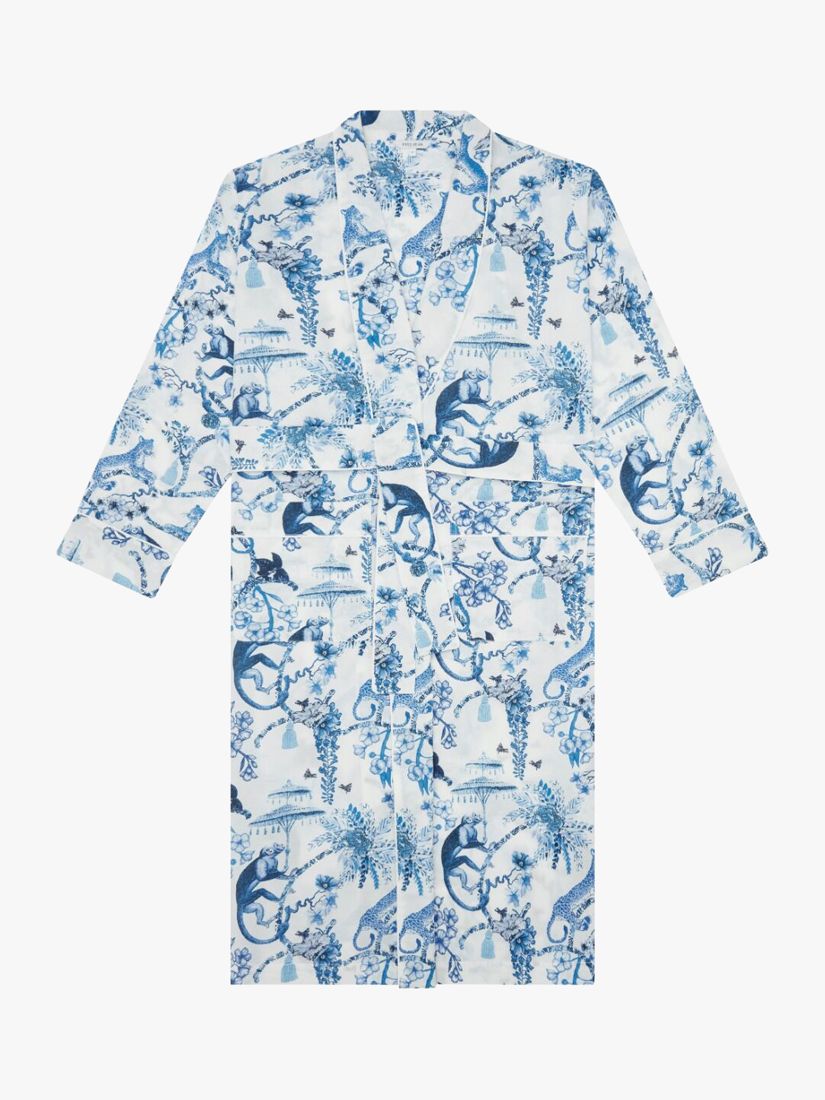 Buy myza Chinoiserie Whimsy Print Organic Cotton Robe, White/Blue Online at johnlewis.com