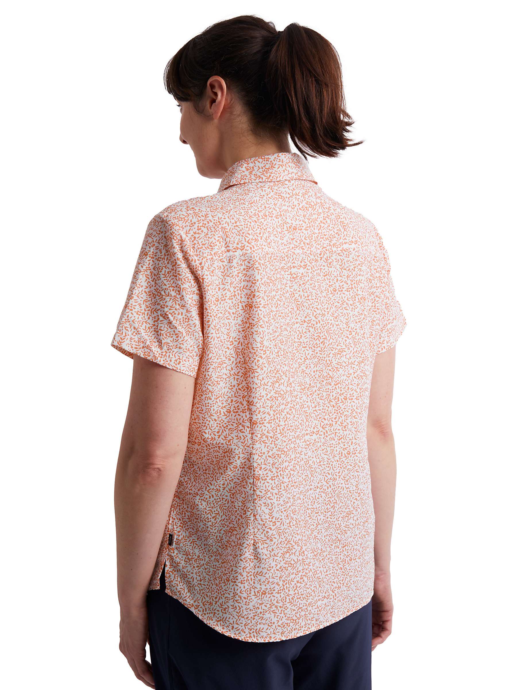 Buy Rohan Marina Leaf Print Short Sleeve Shirt, Dusk Orange Online at johnlewis.com