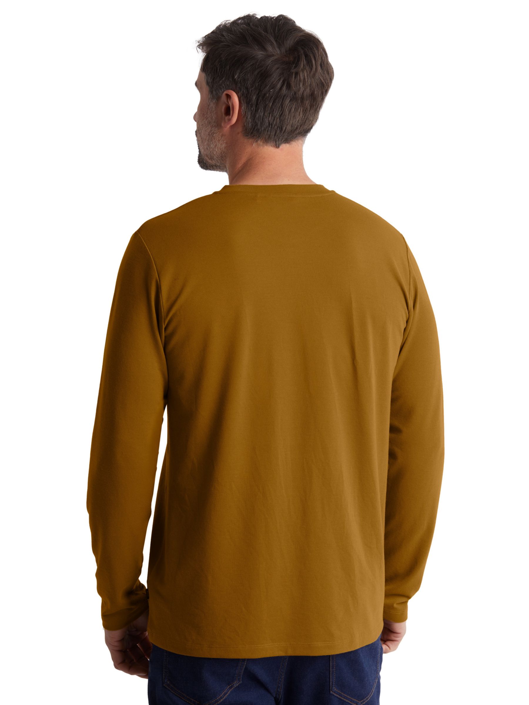 Rohan Newlyn Linen Blend Henley Long Sleeve T-Shirt, Desert Ochre, S