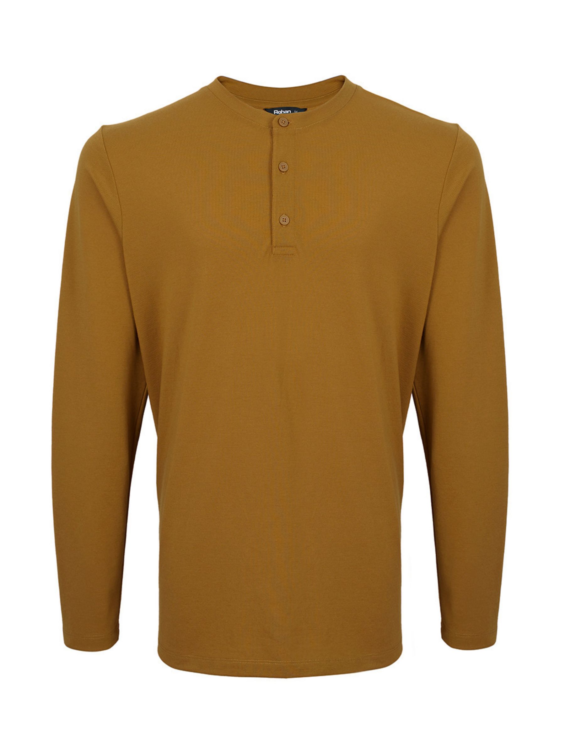 Rohan Newlyn Linen Blend Henley Long Sleeve T-Shirt, Desert Ochre, S