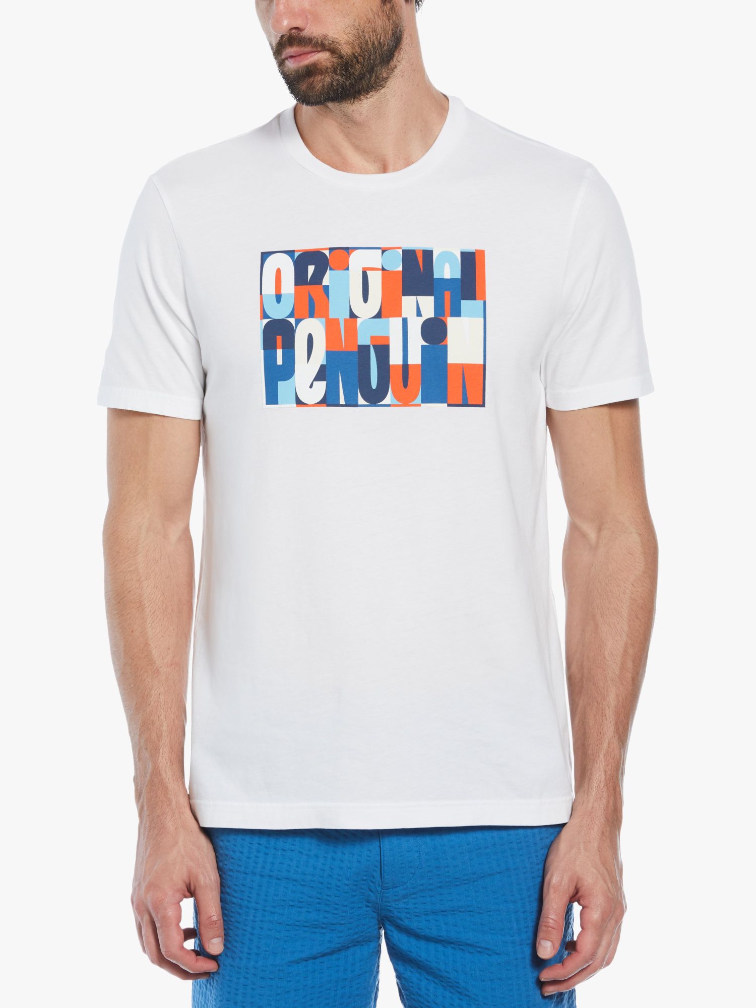 Original Penguin Graphic Short Sleeve T-Shirt, White/Multi, L