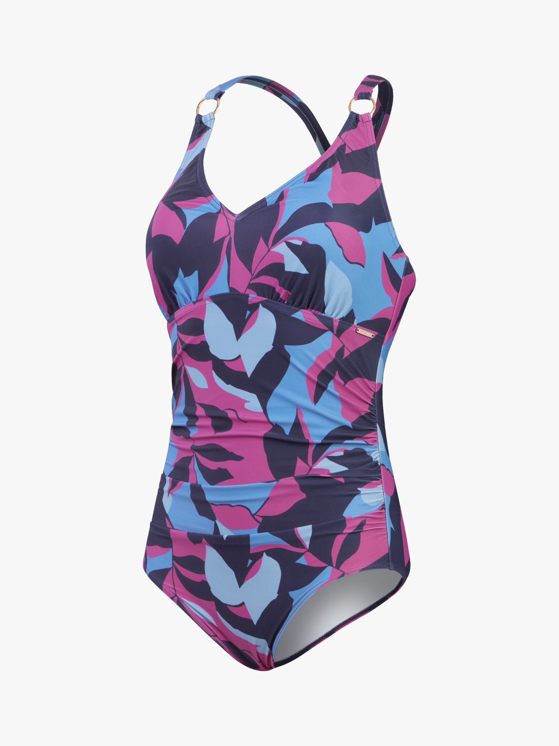 Speedo Shaping Print Swimsuit, Blue/Multi, 34