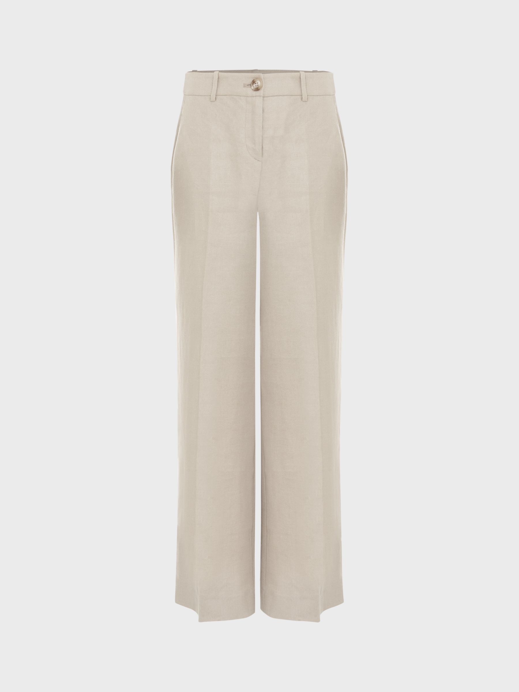 Hobbs Roberta Tailored Linen Trousers, Neutral, 12