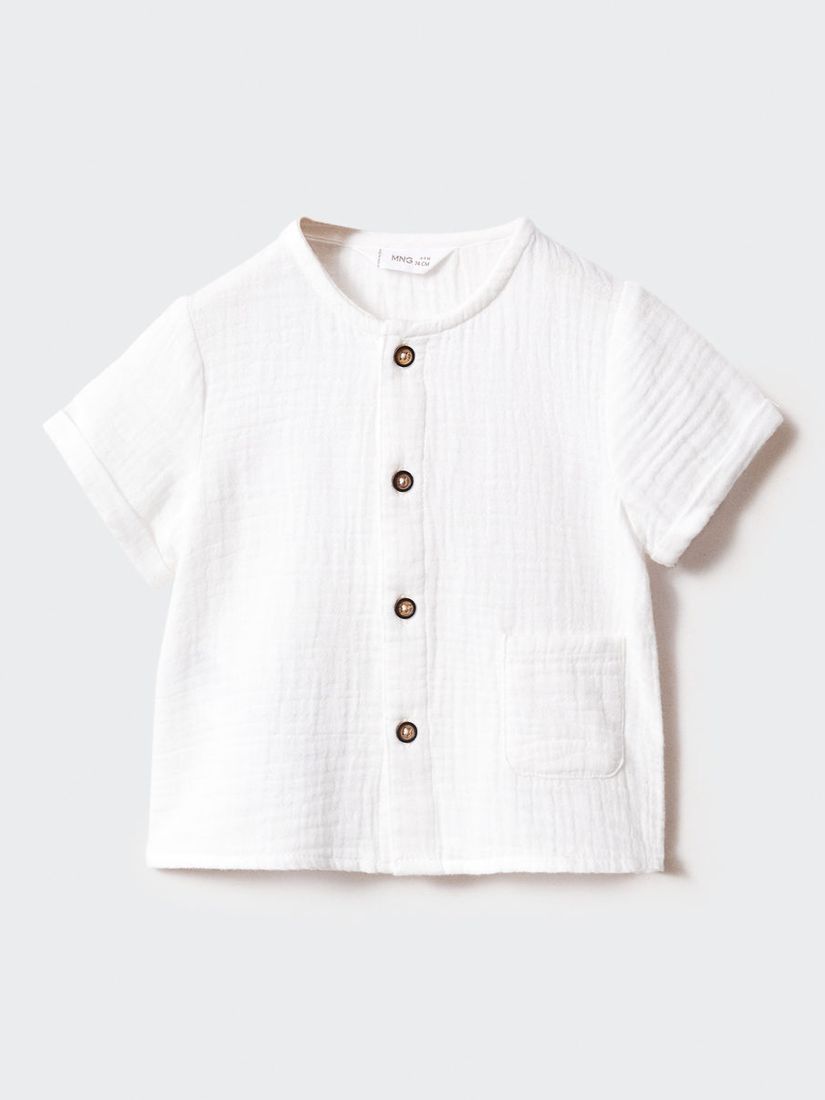 Mango Baby Luck Bambula Button Through Shirt, Natural White, 1-3 months