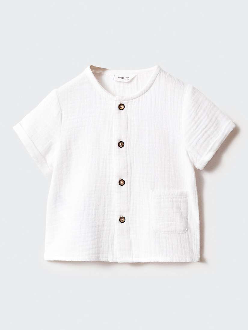 Buy Mango Baby Luck Bambula Button Through Shirt, Natural White Online at johnlewis.com
