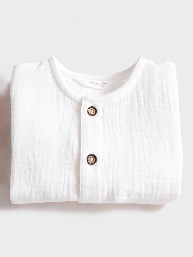 Mango Baby Luck Bambula Button Through Shirt, Natural White