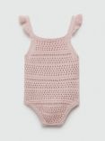 Mango Baby Rose Open Knit Bodysuit, Pink