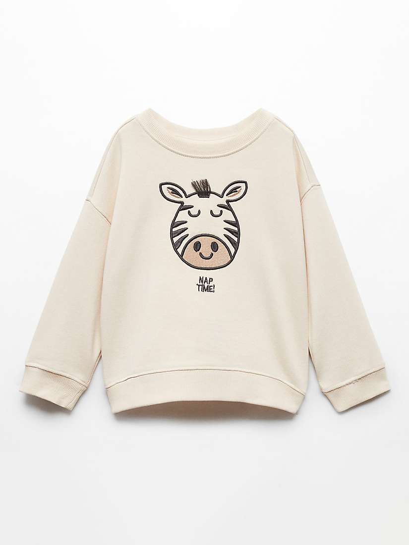 Buy Mango Kids' Zebra Graphic Oversized Sweatshirt, Light Pastel Brown Online at johnlewis.com