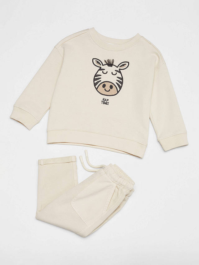 Mango Kids' Zebra Graphic Oversized Sweatshirt, Light Pastel Brown