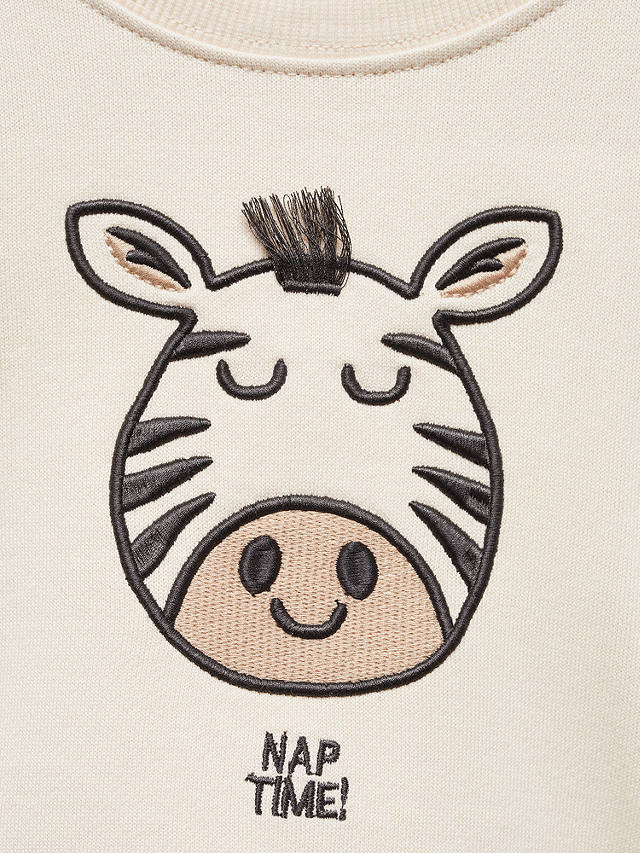Mango Kids' Zebra Graphic Oversized Sweatshirt, Light Pastel Brown