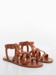 Mango Kids' Aura Leather Gladiator Sandals, Medium Brown