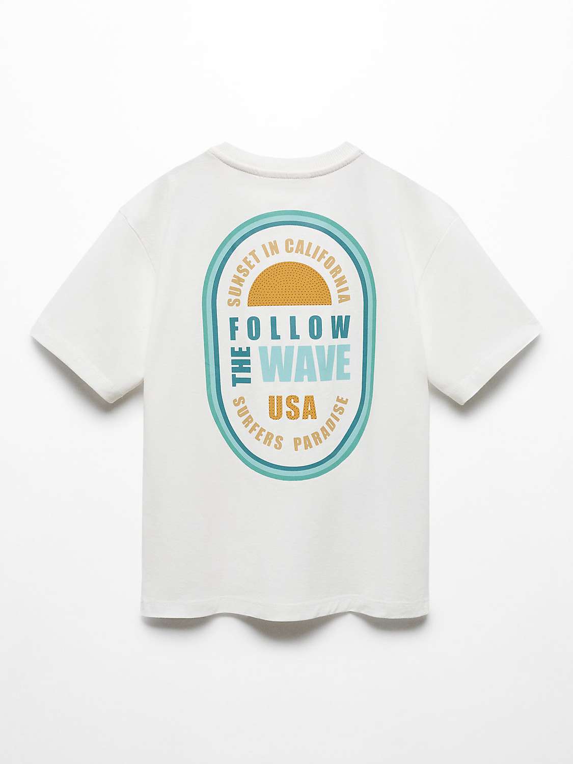 Buy Mango Kids' USA Embossed Message T-Shirt, White/Multi Online at johnlewis.com