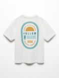Mango Kids' USA Embossed Message T-Shirt, White/Multi