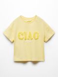 Mango Kids' Amore Slogan T-Shirt, Yellow