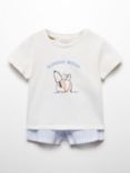 Mango Baby Peanuts Snoopy Sunday Mood Shorty Pyjamas, Light Pastel Blue