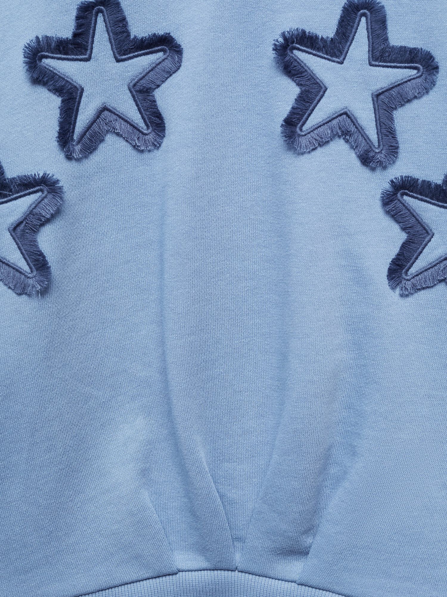 Mango Kids' Estrella Frayed Star Embroidered Sweatshirt, Medium Blue, 11-12 years