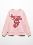 Mango Kids' The Rolling Stones Sweatshirt, Light Pastel Pink