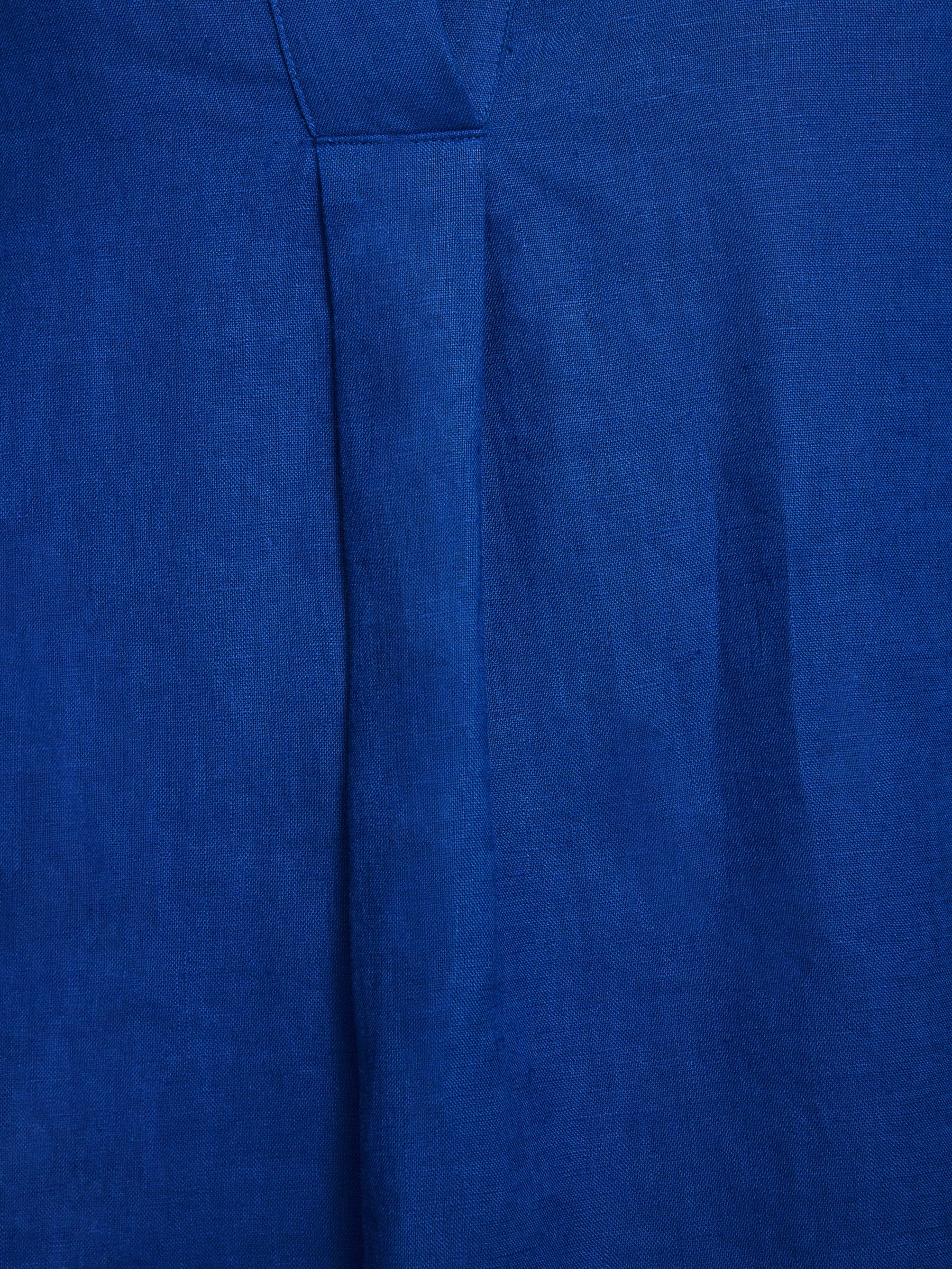 Jigsaw Linen Kaftan Mini Dress, Blue, 6
