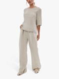 James Lakeland Back Button Linen Top, Beige