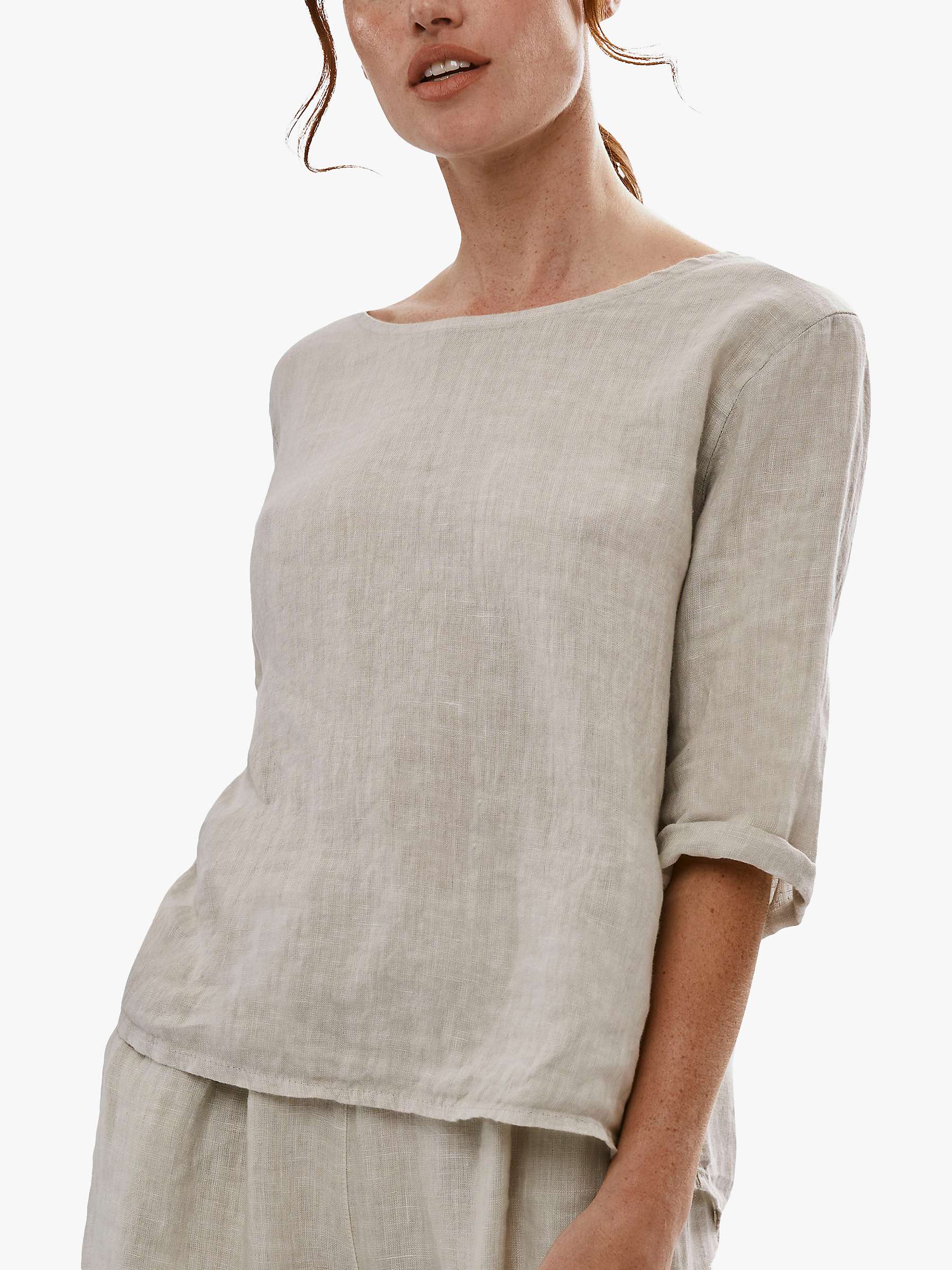 Buy James Lakeland Back Button Linen Top, Beige Online at johnlewis.com