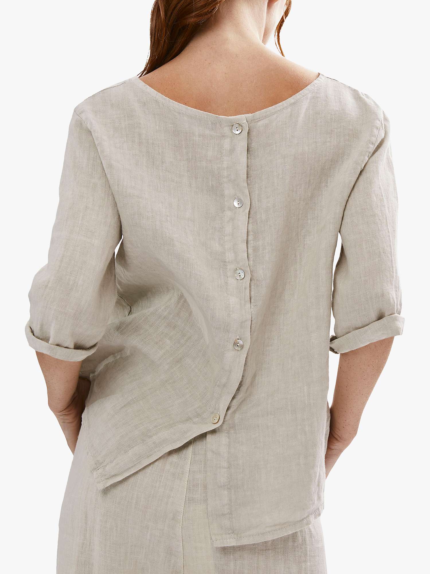 Buy James Lakeland Back Button Linen Top, Beige Online at johnlewis.com