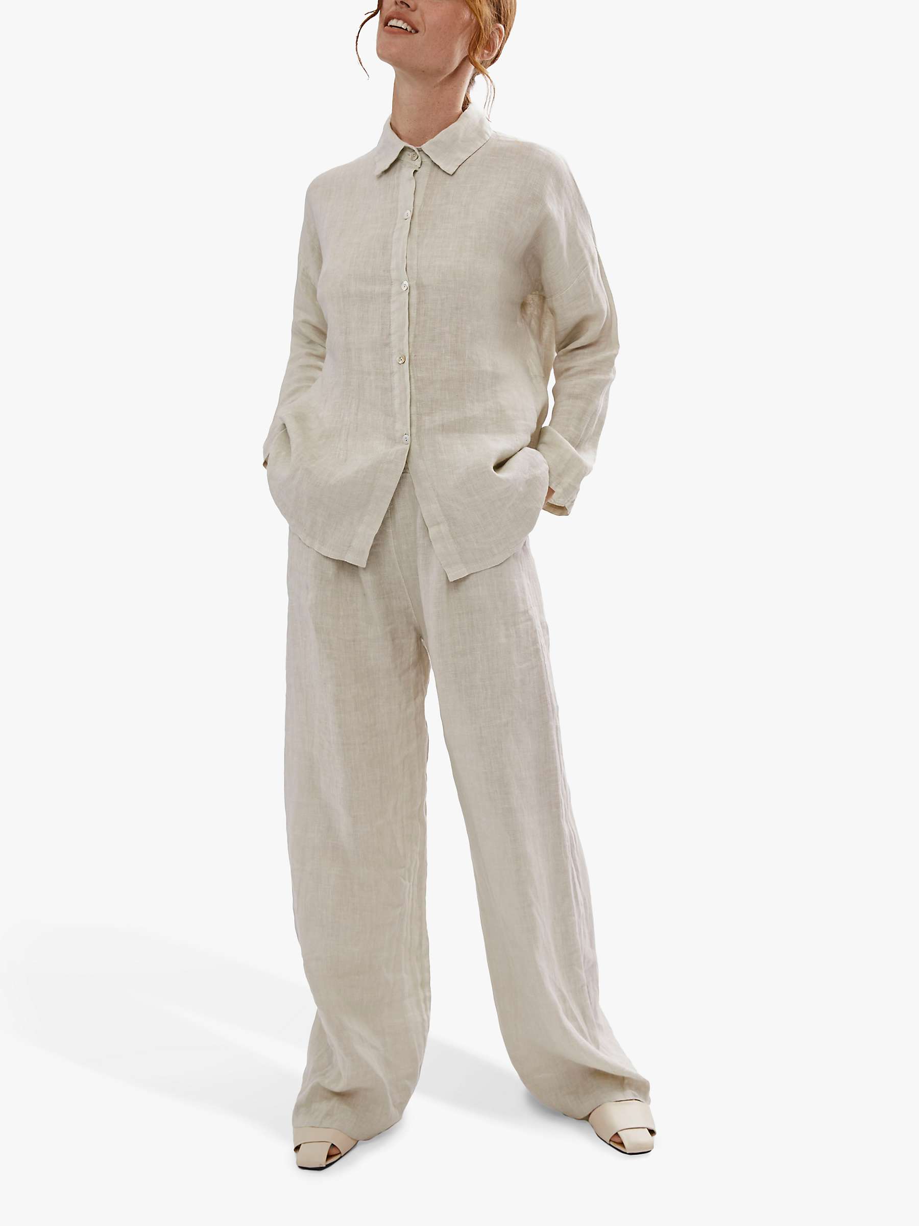 Buy James Lakeland Long Sleeve Linen Shirt, Beige Online at johnlewis.com