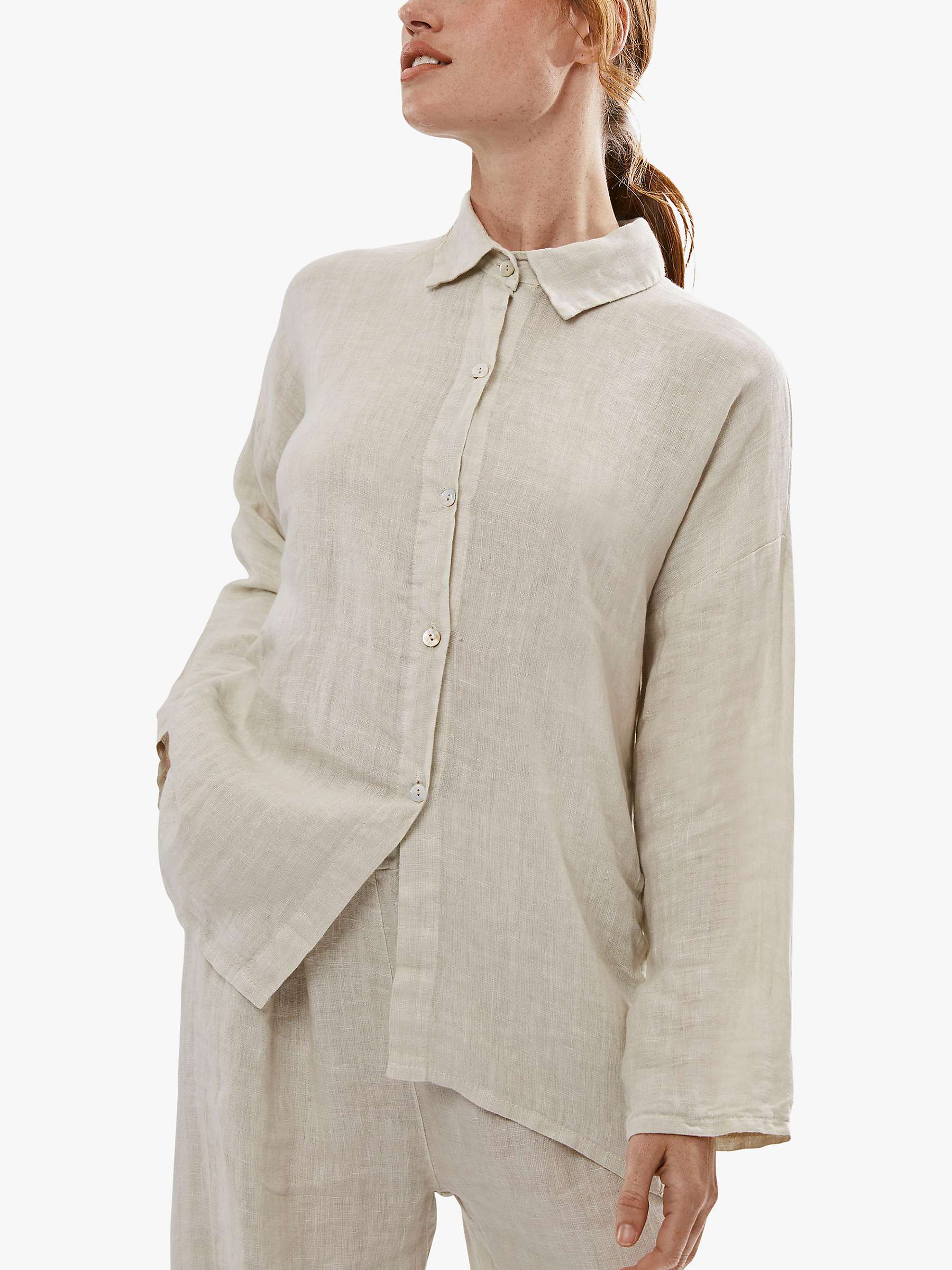 Buy James Lakeland Long Sleeve Linen Shirt, Beige Online at johnlewis.com
