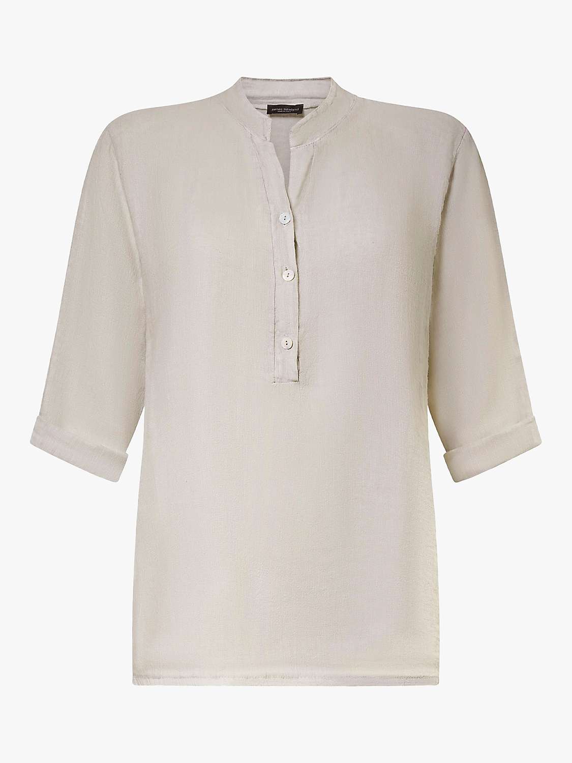 Buy James Lakeland Mandarin Collar Linen Tunic Top, Beige Online at johnlewis.com