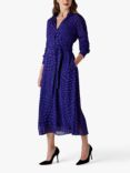 Jasper Conran London Eden Spot Print Midi Shirt Dress, Purple