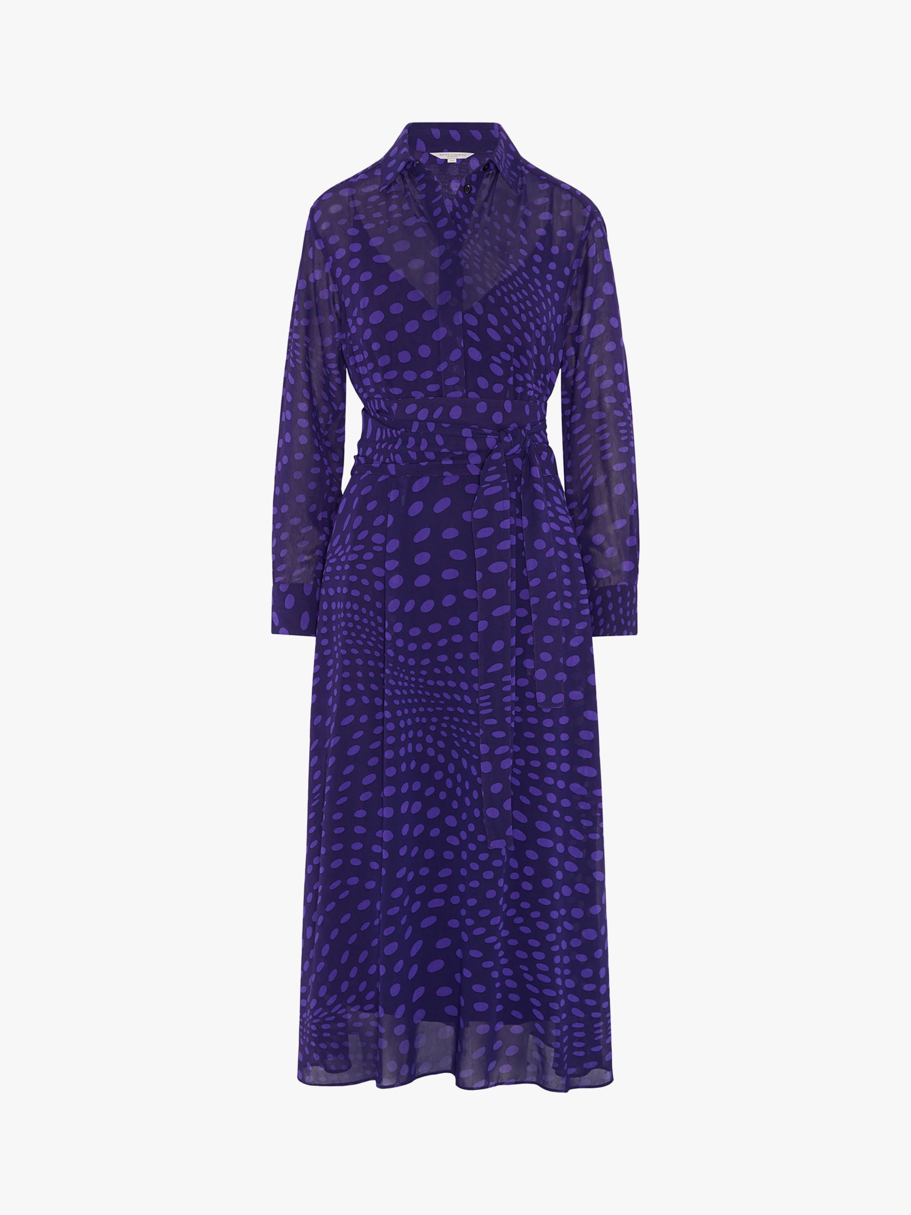 Jasper Conran London Eden Spot Print Midi Shirt Dress, Purple, 8