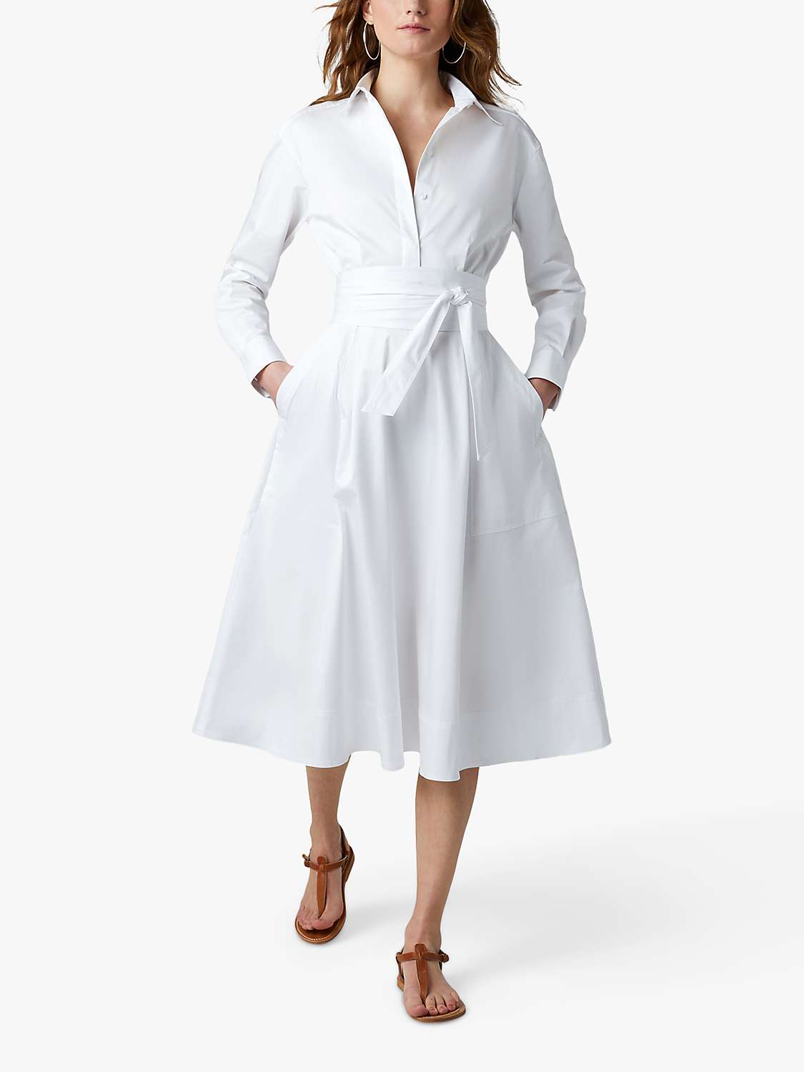 Buy Jasper Conran London Blythe Full Skirt Midi Shirt Dress, White Online at johnlewis.com