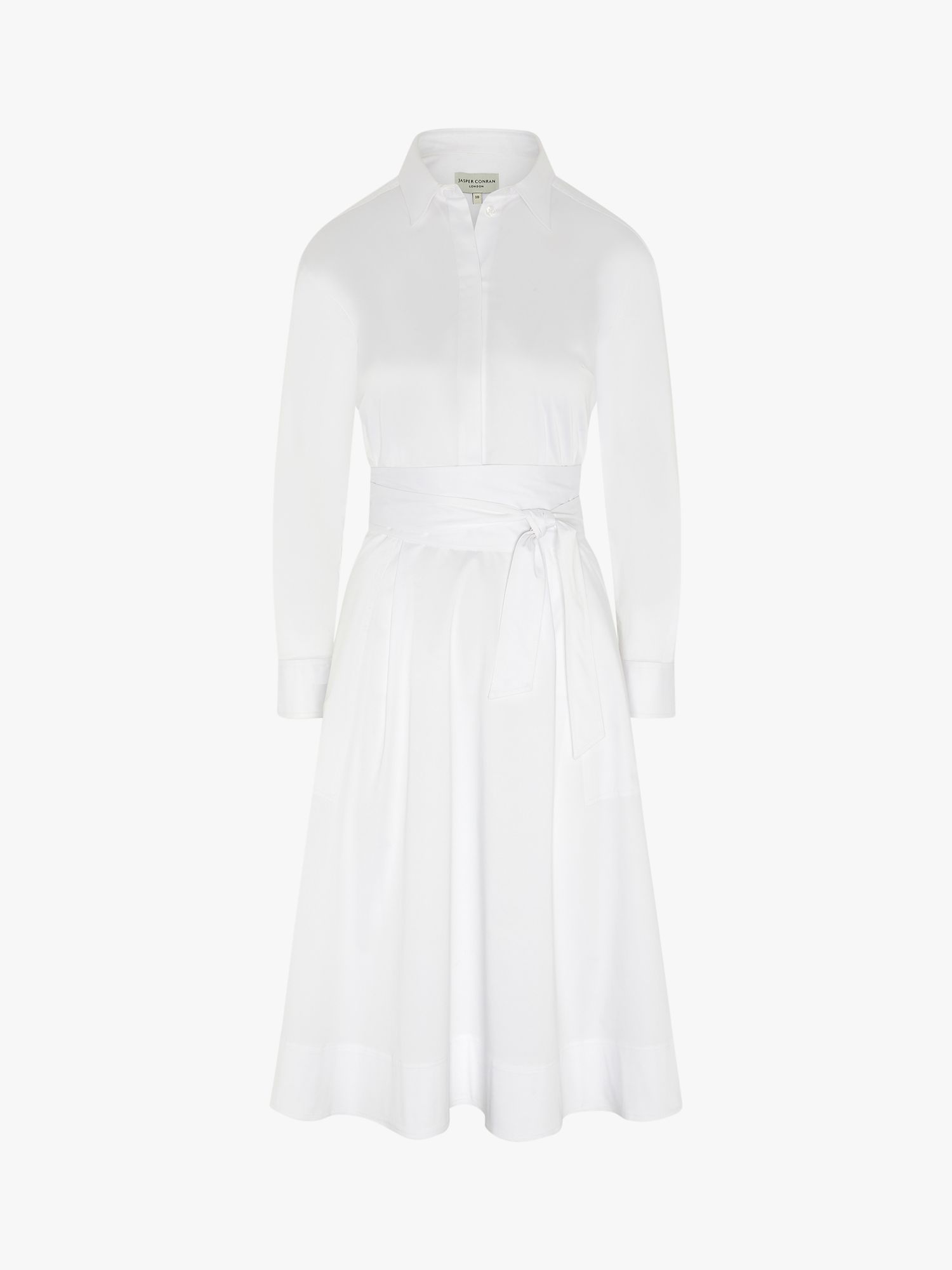 Jasper Conran London Blythe Full Skirt Midi Shirt Dress, White, 8