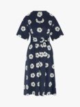 Jasper Conran London Betsy Graphic Print Kimono Wrap Dress, Navy