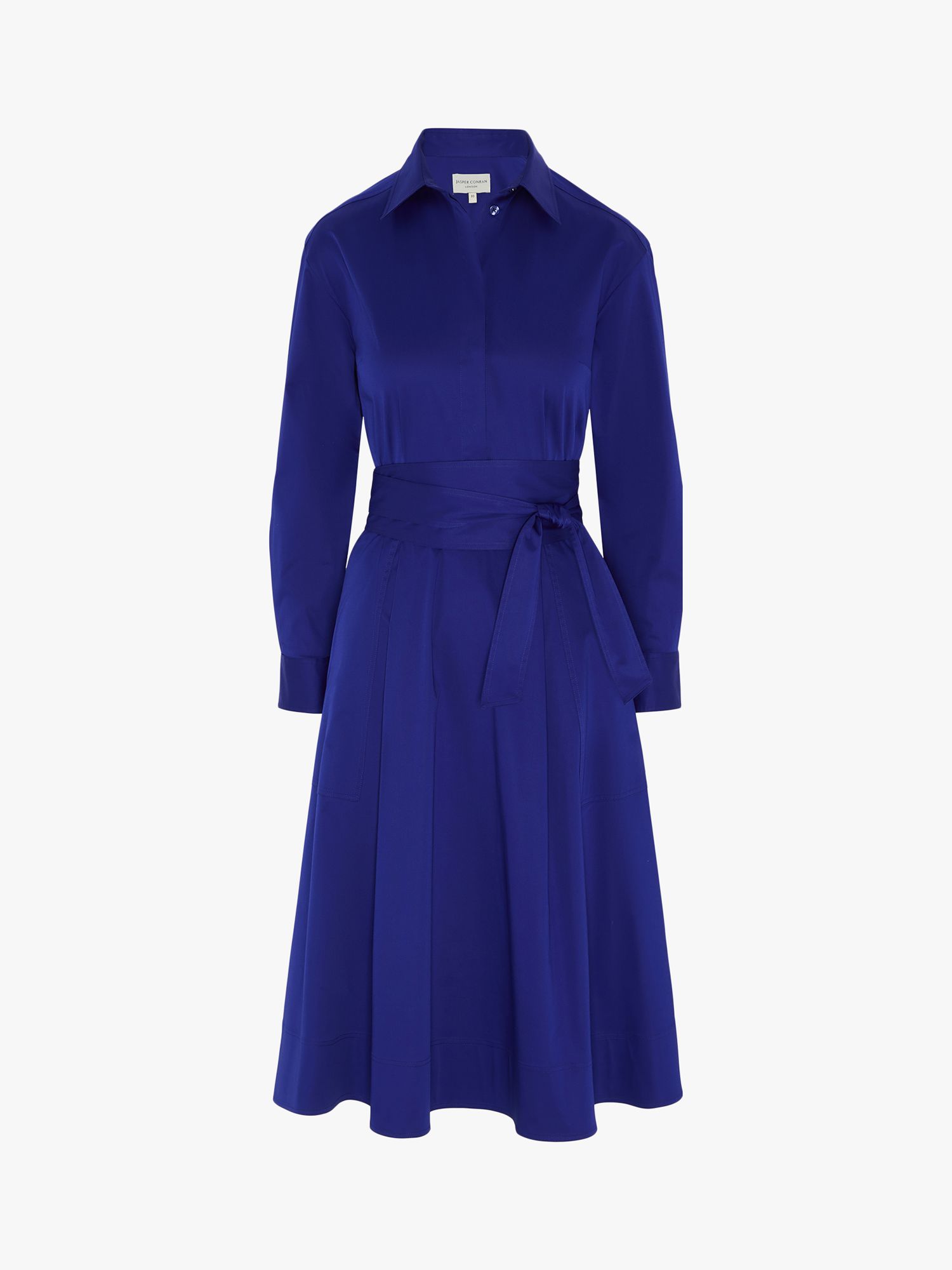 Jasper Conran London Blythe Full Skirt Midi Shirt Dress, Royal Blue, 8