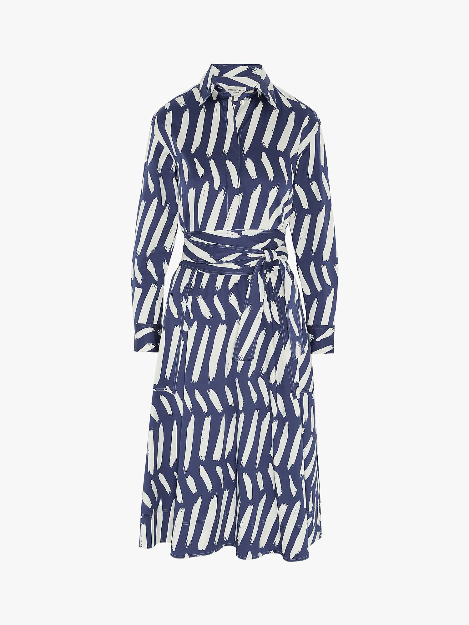 Buy Jasper Conran London Blythe Abstract Print Full Skirt Midi Shirt Dress, Mid Blue Online at johnlewis.com